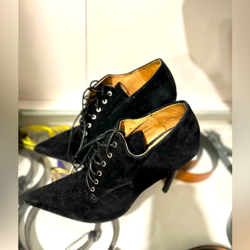Black suede ankle booties